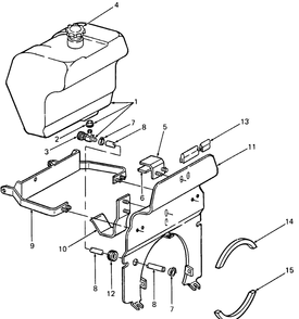Fuel Tank And Support Diagram and Parts List for 1872 2072-756300-799999-147730100-148720100-148730100-149720100-149730100 Cub Cadet Lawn Tractor